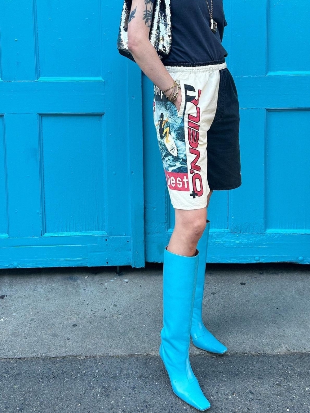 ACNE STUDIOS Blue leather boots size-7 - Picture 6 of 7